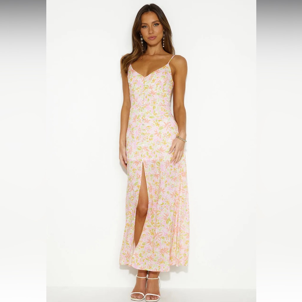 Hello Molly Skipping Fields Maxi Dress Pink Size Xs Never Worn, Brand New